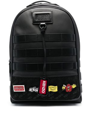 Kenzo logo-embossed leather backpack - Black