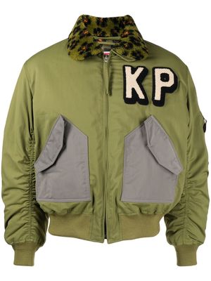 Kenzo logo-embroidered bomber jacket - Green