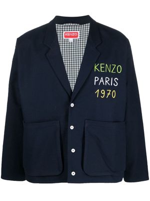 Kenzo logo-embroidered cotton blazer - Blue