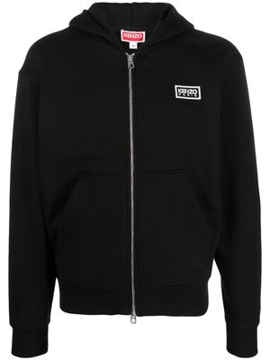 Kenzo logo-embroidered cotton hoodie - Black