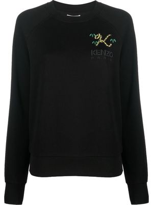 Kenzo logo-embroidered cotton jumper - Black