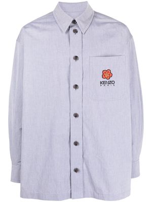 Kenzo logo-embroidered cotton shirt - Grey