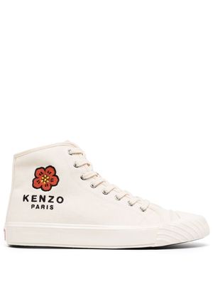 Kenzo logo-embroidered high-top sneakers - Neutrals