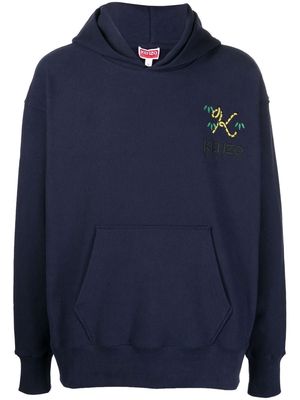 Kenzo logo embroidered hoodie - Blue