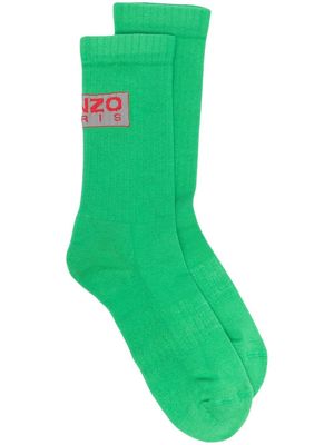 Kenzo logo-embroidered patch socks - Green