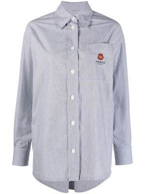 Kenzo logo-embroidered pinstripe cotton shirt - Blue