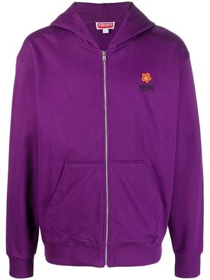 Kenzo logo-embroidery zip-up hoodie - Purple