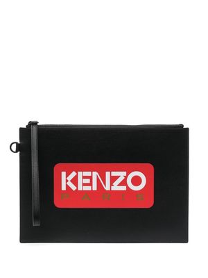 Kenzo logo leather clutch bag - Black