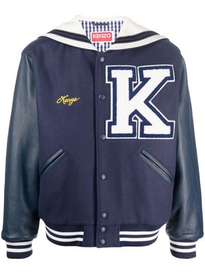 Kenzo logo-patch bomber jacket - Blue