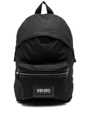 Kenzo logo-patch canvas backpack - Black