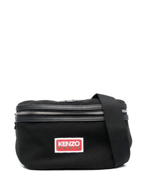Kenzo logo-patch canvas belt bag - Black