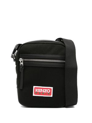 Kenzo logo-patch canvas messenger bag - Black