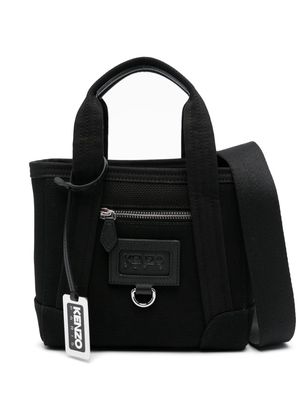 Kenzo logo-patch canvas shoulder bag - Black