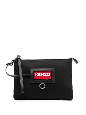 Kenzo logo-patch clutch bag - Black