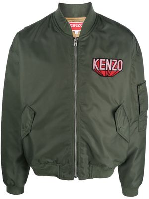 Kenzo logo-patch cotton bomber jacket - Green