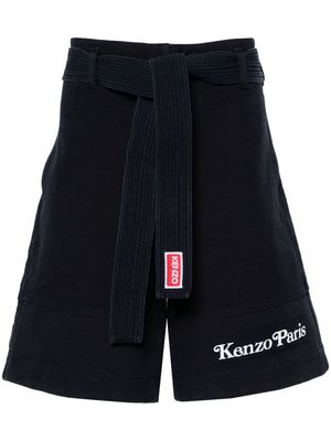 Kenzo logo-patch cotton shorts - Blue