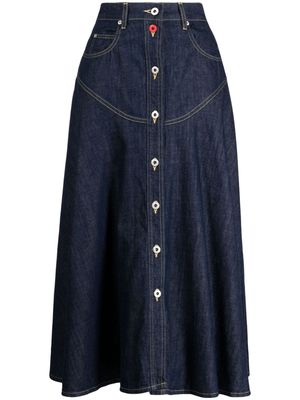 Kenzo logo-patch cotton skirt - Blue