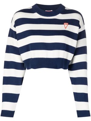 Kenzo logo-patch cropped jumper - Blue