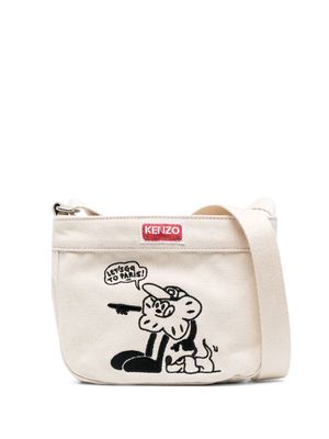 Kenzo logo-patch cross body bag - Neutrals