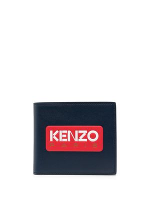 Kenzo logo-patch folded leather wallet - Blue