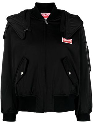 Kenzo logo-patch hooded jacket - Black