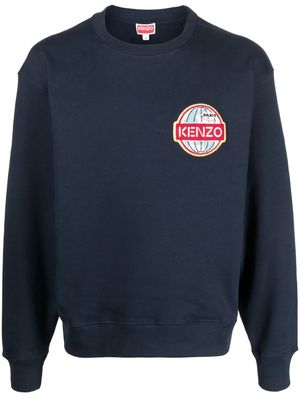 Kenzo logo-patch jersey sweatshirt - Blue