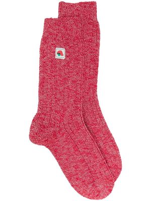 Kenzo logo-patch ribbed socks - Red