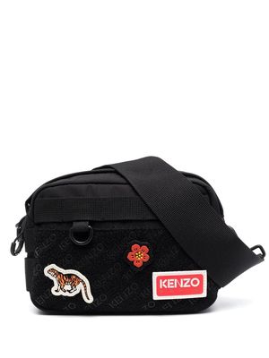 Kenzo logo-patch shoulder bag - Black