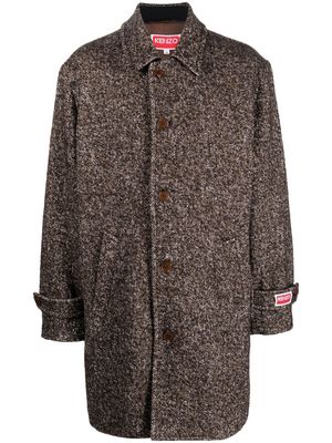 Kenzo logo-patch single-breasted coat - Brown