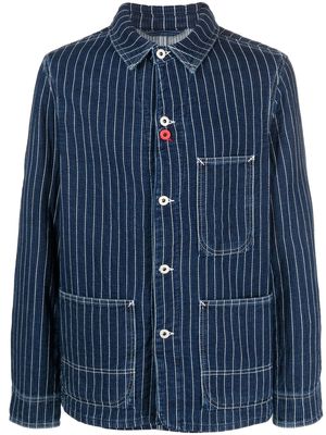 Kenzo logo-patch striped jacket - Blue