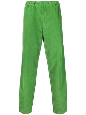 Kenzo logo-patch tapered corduroy trousers - Green