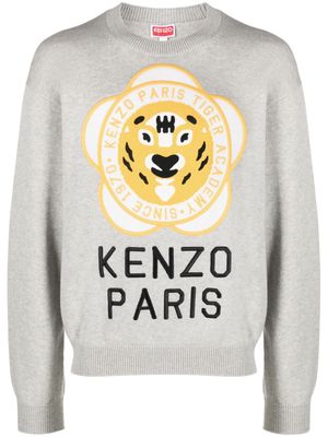 Kenzo logo-patch wool-cotton sweatshirt - Grey