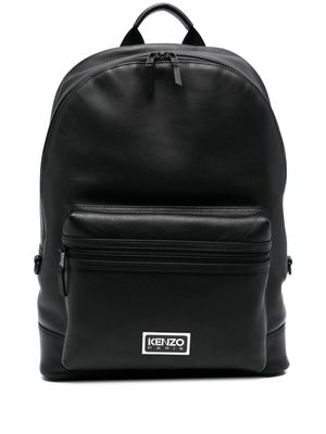 Kenzo logo-plaque leather backpack - Black