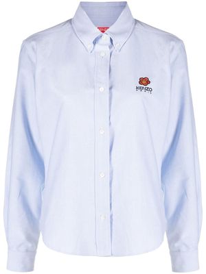 Kenzo logo-print button-down cotton shirt - Blue