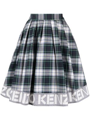 Kenzo logo-print check skirt - Green