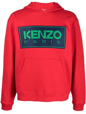Kenzo logo-print cotton hoodie - Red