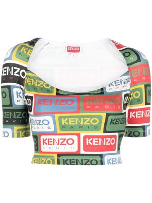 Kenzo logo-print crop top - Green