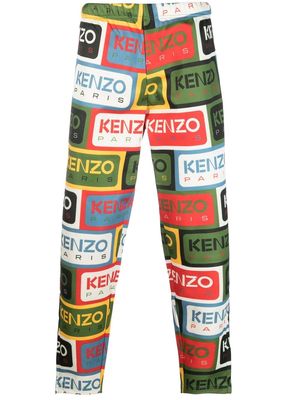 Kenzo logo-print elasticated-waistband trousers - Green