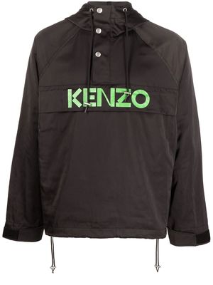 Kenzo logo-print hooded satin jacket - Black