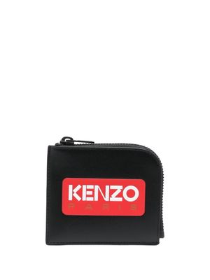 Kenzo logo-print leather coin purse - Black