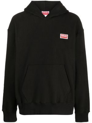 Kenzo logo-print stretch-cotton hoodie - Black