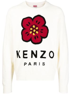Kenzo logo-print wool jumper - White