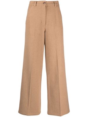 Kenzo logo-tag felted wide-leg trousers - Brown