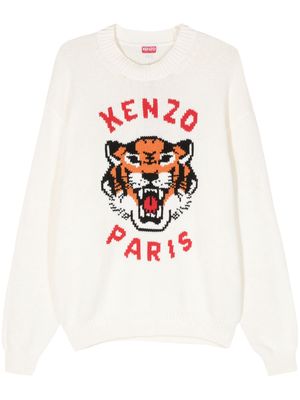 Kenzo Lucky Tiger cotton-blend sweatshirt - Neutrals