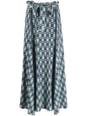 Kenzo monogram-pattern knitted maxi skirt - Blue