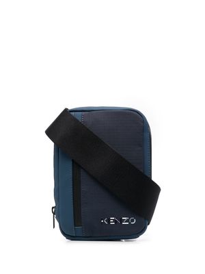 Kenzo panelled zip-pocket messenger bag - Blue