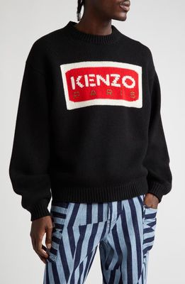 KENZO Paris Logo Wool Blend Sweater in 99J - Black