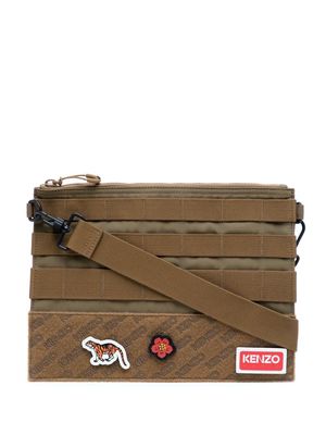 Kenzo Paris patch-detail messenger bag - Brown