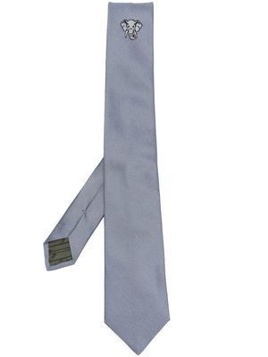 Kenzo patch-detail silk tie - Blue