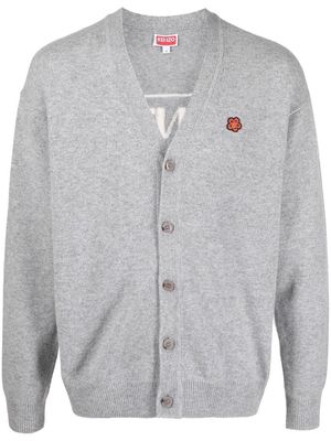 Kenzo patch-detail wool cardigan - Grey